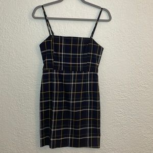 Navy plaid mini dress